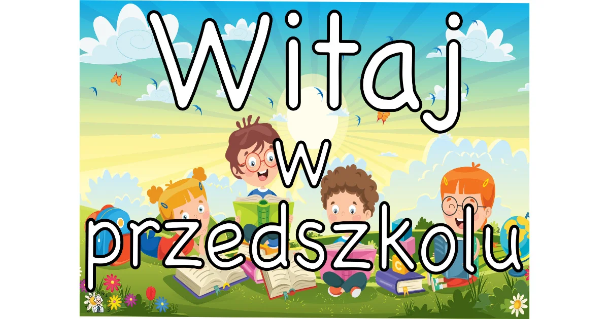 Plakat A4 i XXL do druku: „Witaj w przedszkolu” z przedszkolakami