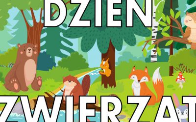 Plakat do druku: na Dzień Zwierząt A4 i XXL: Ze zwierzętami leśnymi