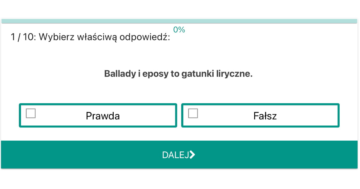 Quiz: Gatunki synkretyczne – ballada i epos