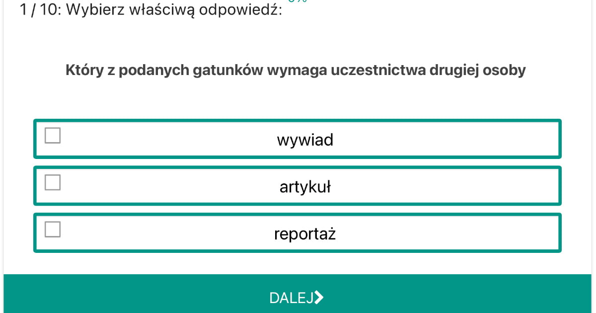 Quiz: Gatunki dziennikarskie – esej, artykuł, felieton, wywiad, reportaż