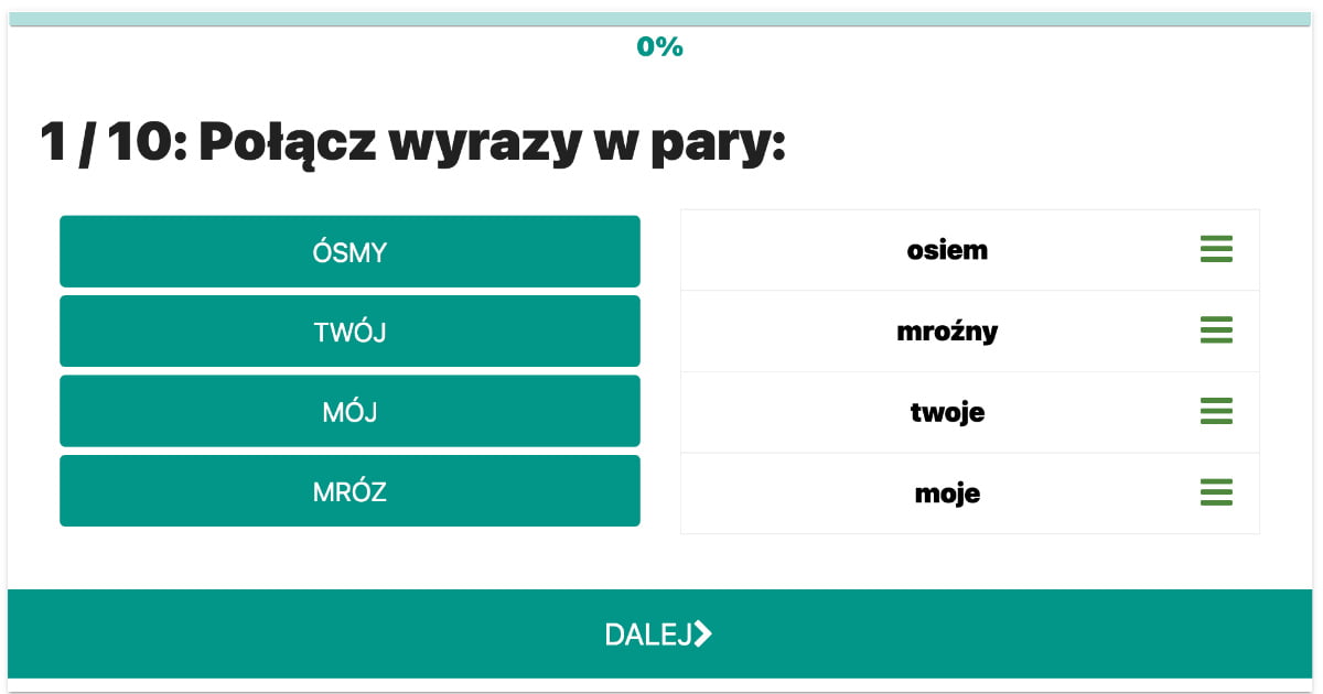Ćwiczenie ortograficzne: Połącz w pary – „Ó” wymienne na „O”