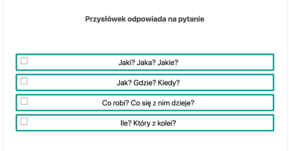 Quiz: Przysłówek – test podsumowujący dla klasy 4