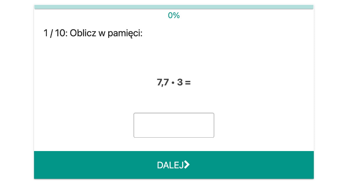 Quiz: Rachunki pamięciowe na ułamkach dziesiętnych