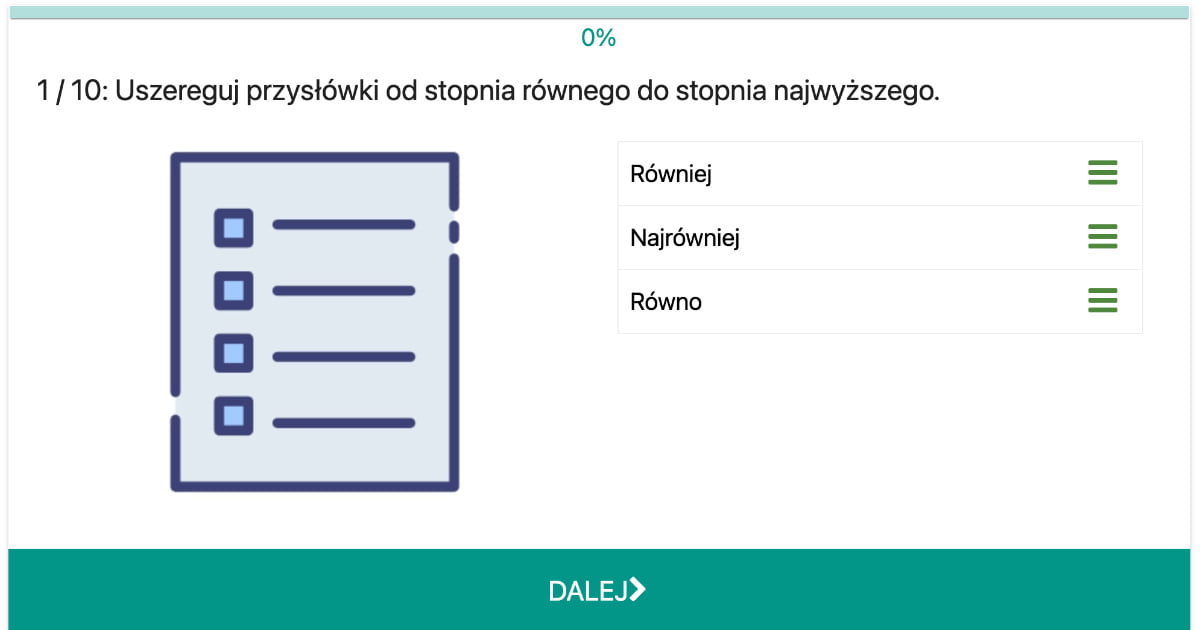 Quiz: Stopniowanie przysłówków