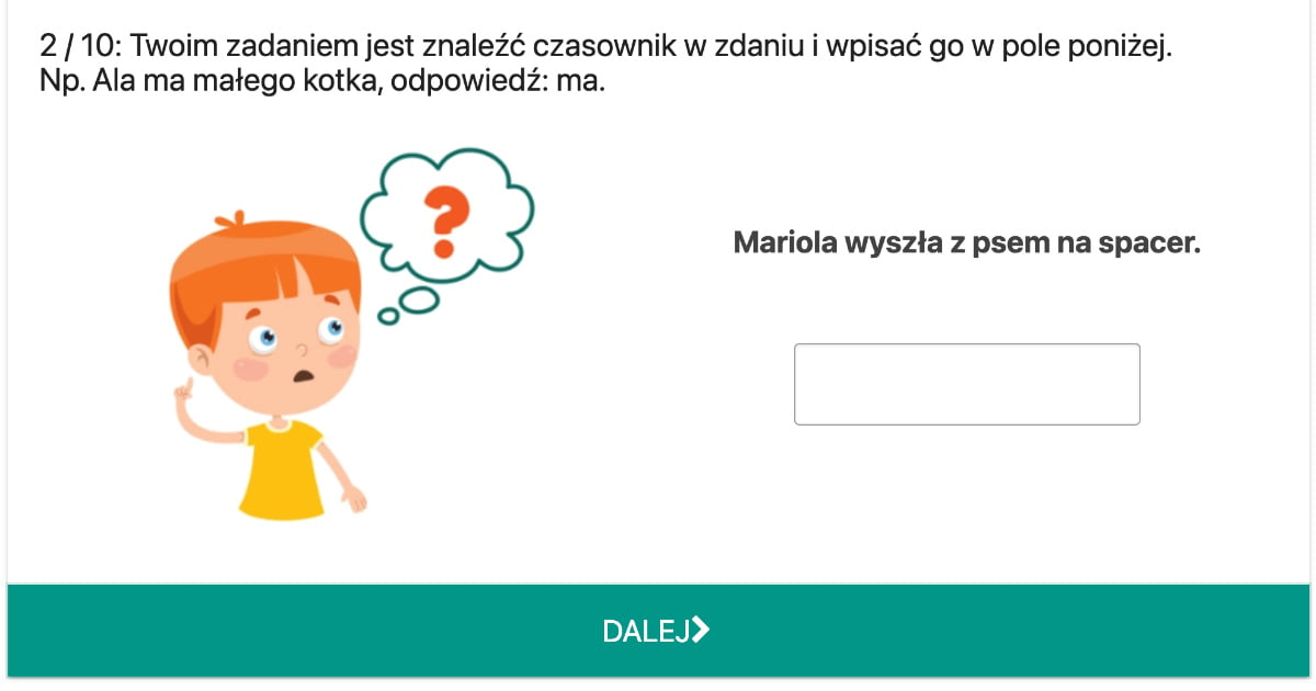 Interaktywny Quiz: Wskaż Czasownik W Zdaniu Dla Uczniów Klasy 4