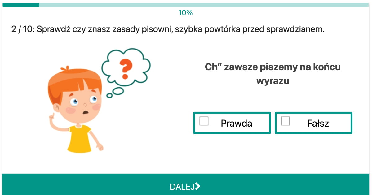 Ćwiczenie ortograficzne: Zasady pisowni wyrazów z „CH” i „H”