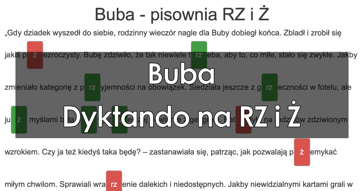 Dyktando: Buba – pisownia RZ i Ż