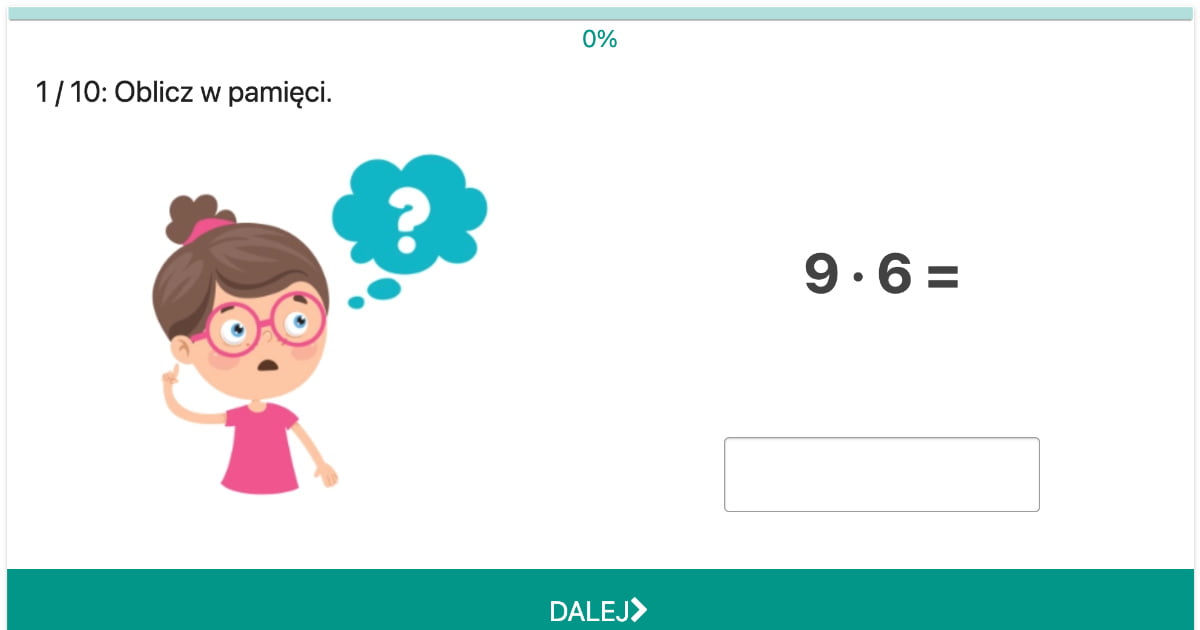 Quiz: Mnożenie i dzielenie w zakresie 100