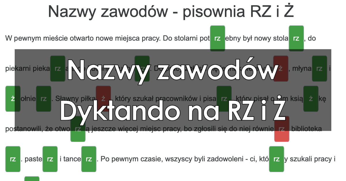 Dyktando: Nazwy zawodów – pisownia RZ i Ż