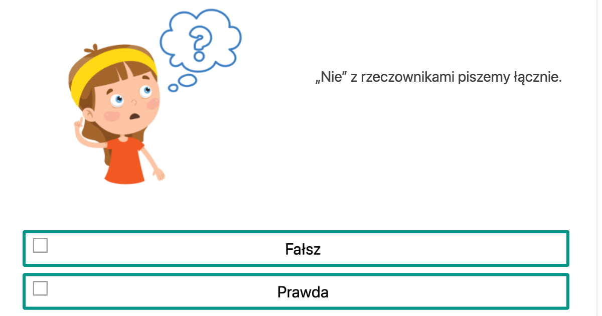 Quiz: Pisownia „nie” z rzeczownikami