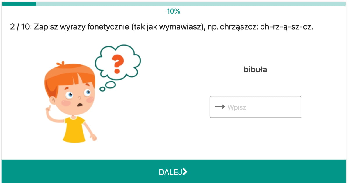 Quiz: Podział wyrazu na głoski