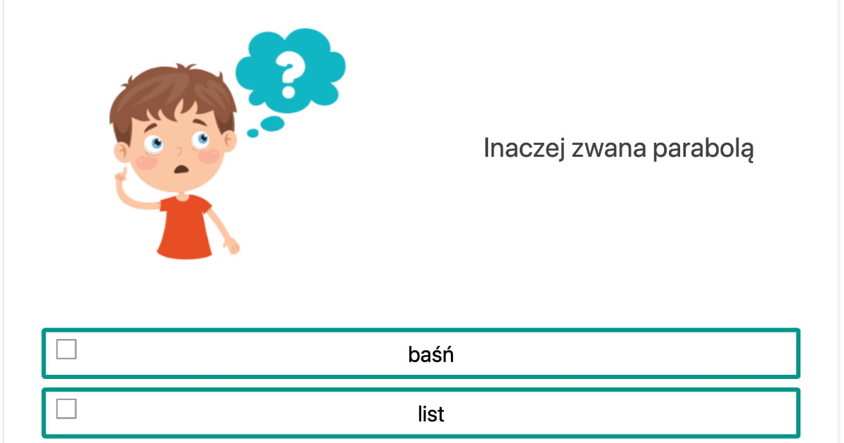 Quiz: Gatunki literackie: Przypowieść i bajka