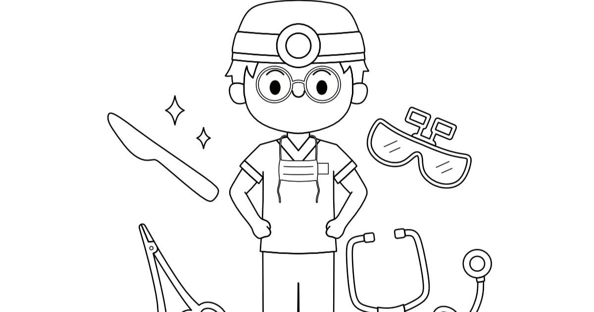 Kolorowanki online: Zawody: Chirurg / Lekarz