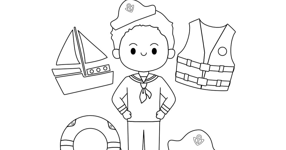 Kolorowanki online: Zawody: Marynarz