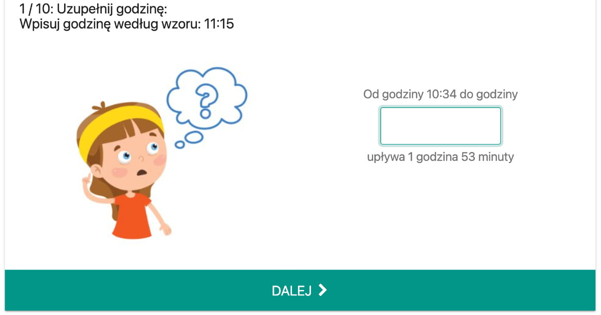 Quiz: Uzupełnij godzinę