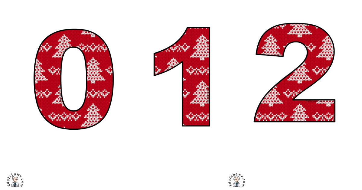 Cyfry z czerwonym zimowym sweterkiem