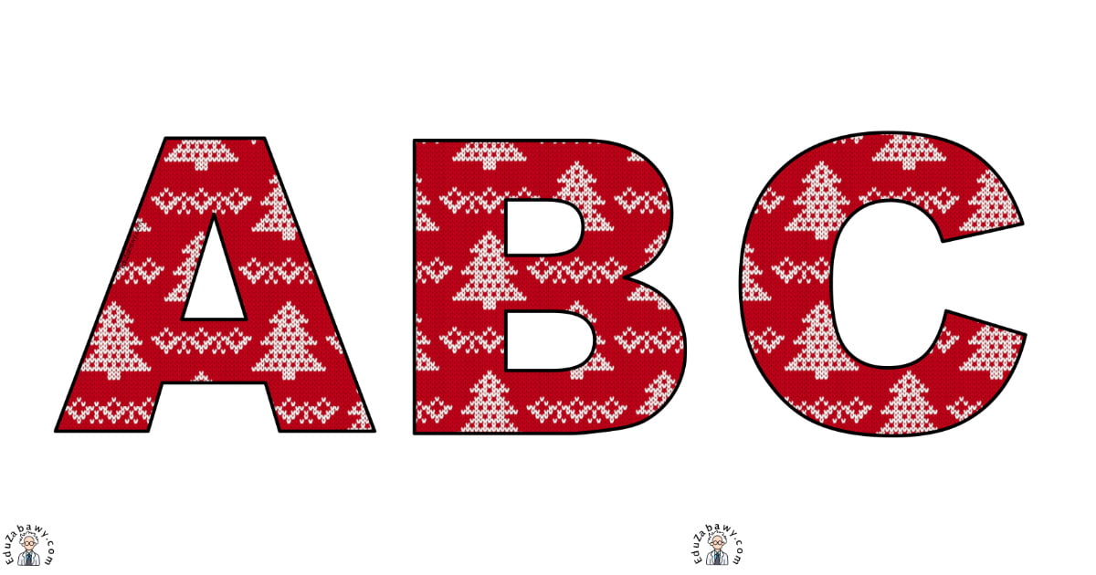 Wielkie litery: wzór w czerwony sweterek