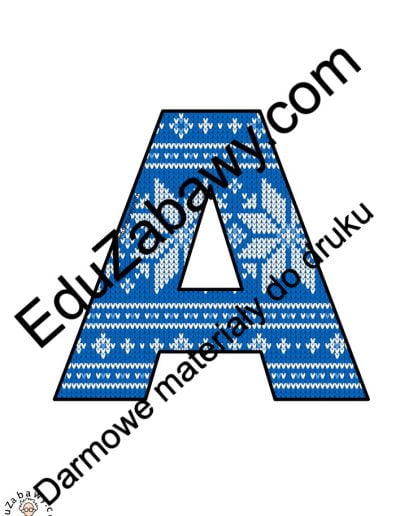 Wielkie litery: wzór w niebieski sweterek