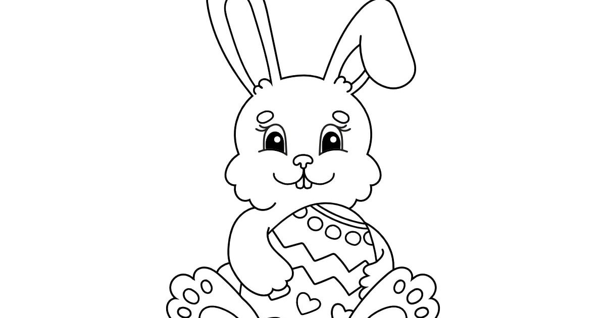 Kolorowanki online: Zajączek wielkanocny z pisanką