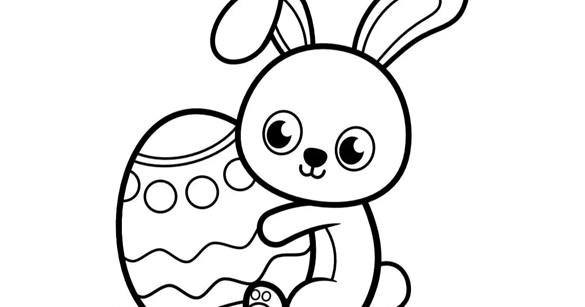 Kolorowanki online: Zając z jajkiem wielkanocnym