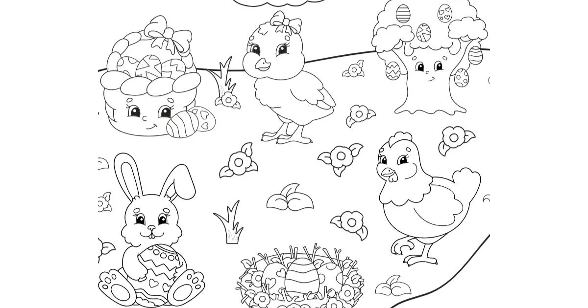 Kolorowanki online: Wielkanocna łąka