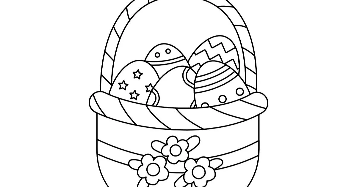 Kolorowanki online: Koszyk wielkanocny z jajkami