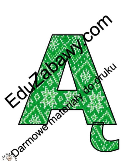 Wielkie litery: wzór w zielony sweterek