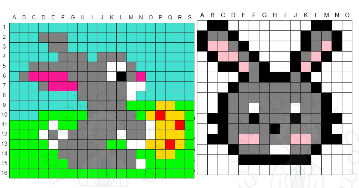 Karty pracy: Kodowanie: Dyktando graficzne: Zajączek wielkanocny
