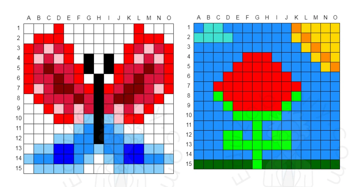 Karty pracy: Kodowanie: Dyktando graficzne: Wiosna