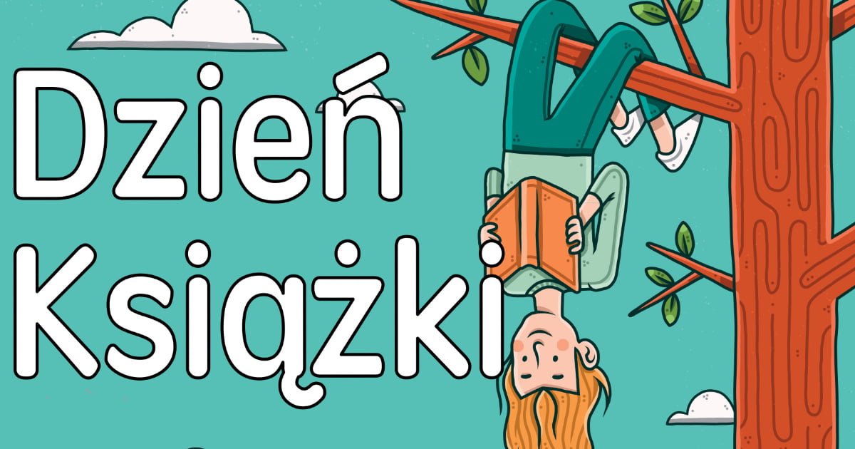 Plakat na Dzień Książki z czytającym chłopcem