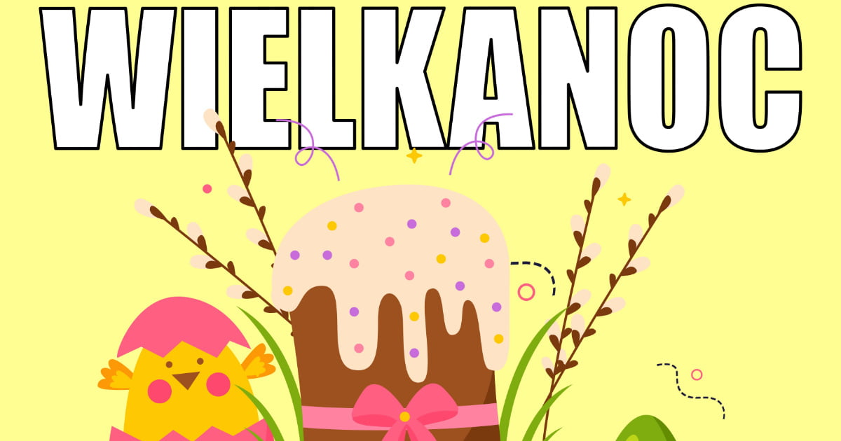 Plakat do druku: na Wielkanoc z kurczaczkiem