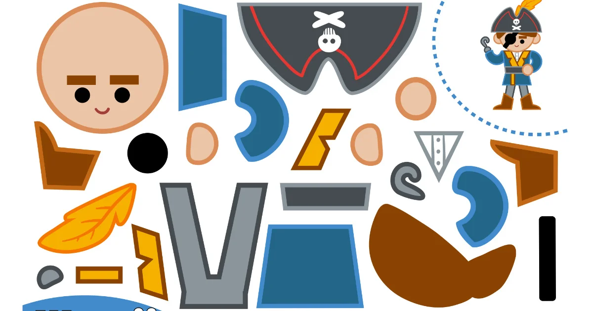 Karty pracy: Wytnij i sklej: Pirat