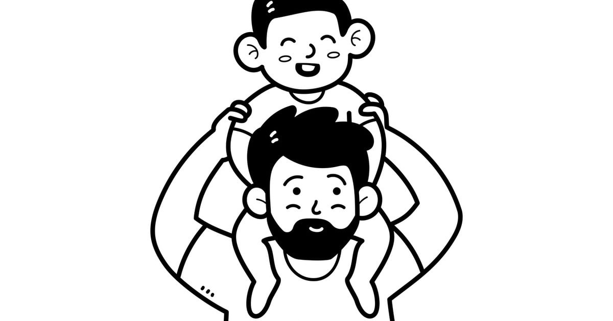 Kolorowanka online: Tata i syn