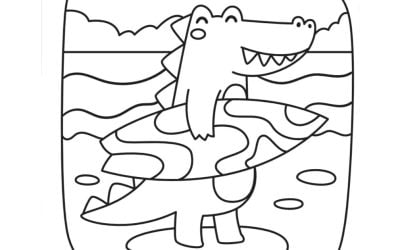 Kolorowanka online: Krokodyl na plaży