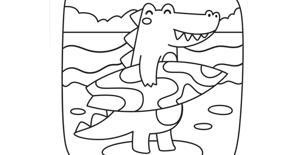 Kolorowanka online: Krokodyl na plaży