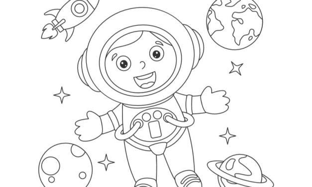 Kolorowanka online: Dziewczynka w kosmosie