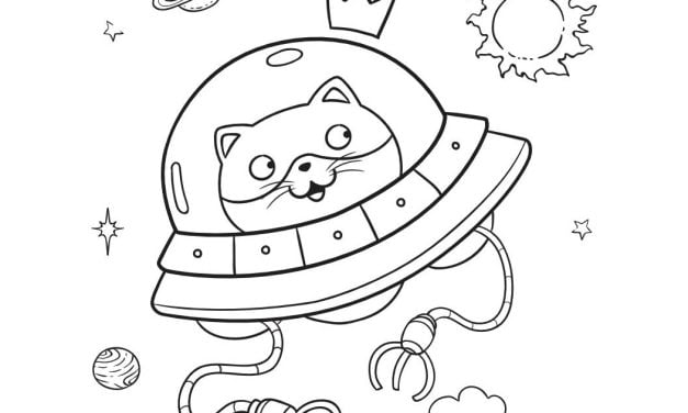 Kolorowanka online: Kot w kosmosie