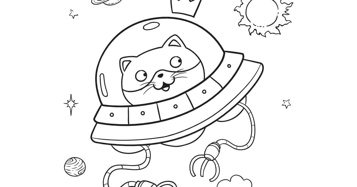 Kolorowanka online: Kot w kosmosie