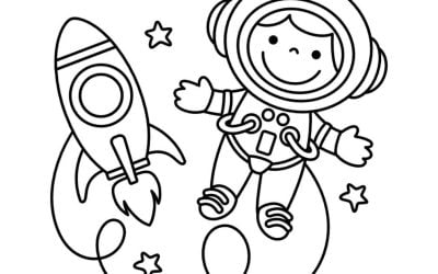 Kolorowanka online: Szczęśliwy astronauta