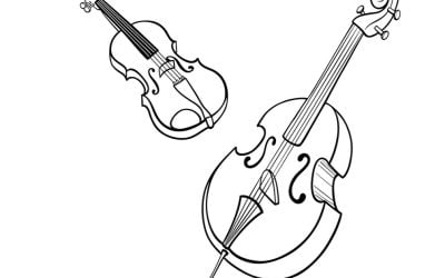 Kolorowanka online: Wiolonczela i skrzypce