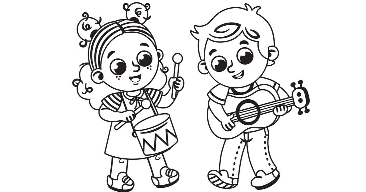 Kolorowanka Online: Grające dzieci