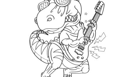 Kolorowanka Online: Dinozaur z gitarą