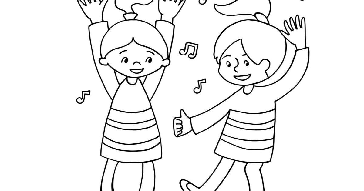 Kolorowanka online: Tańczące dziewczynki