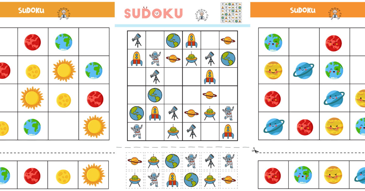 Karty pracy: Sudoku: Kosmos