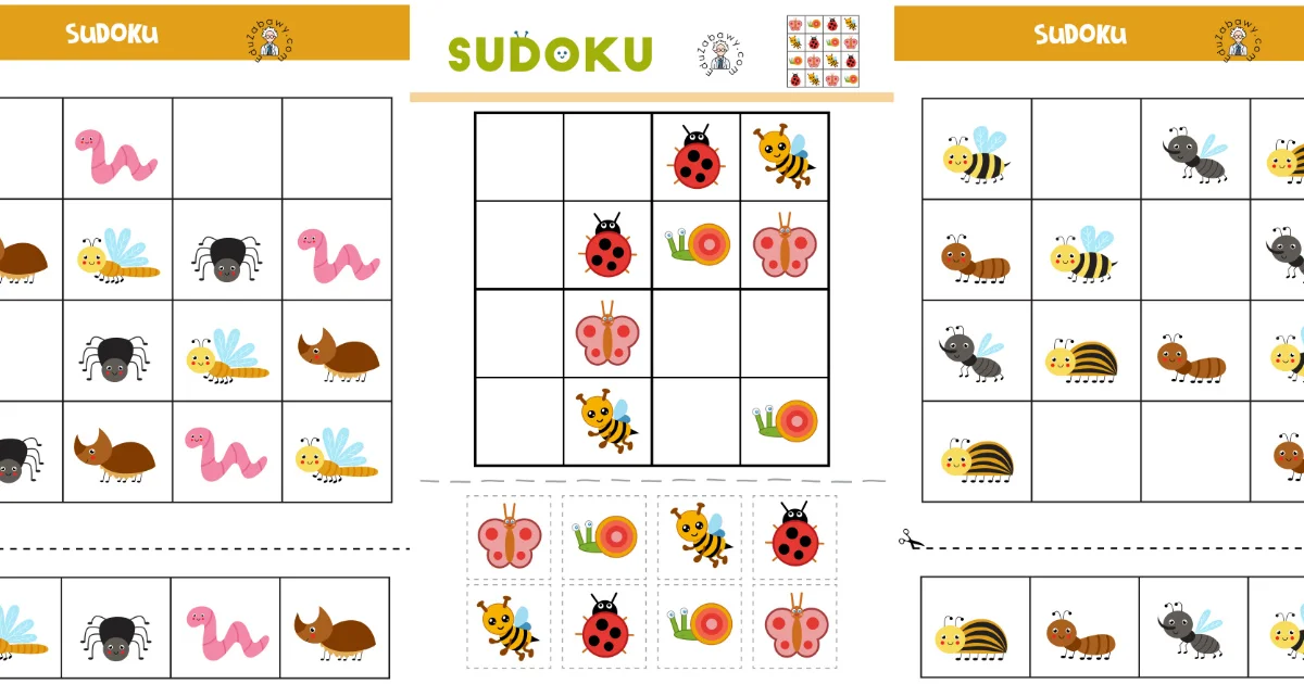 Karty pracy: Sudoku: Mieszkańcy łąki