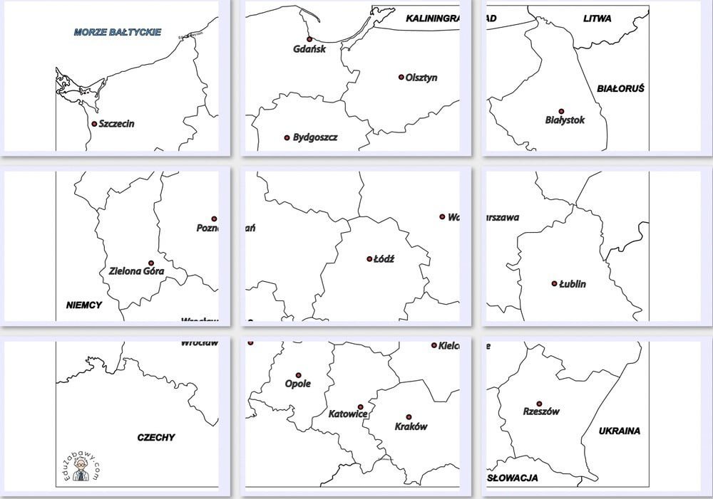 Kolorowanki XXL: Mapa Polski z województwami