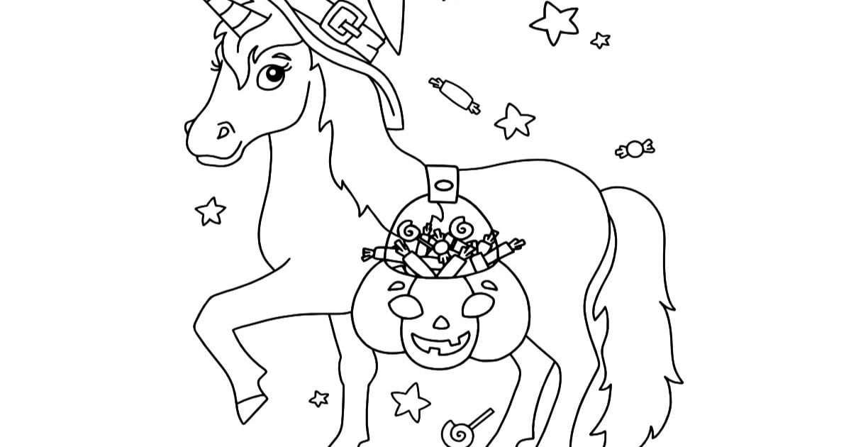 Kolorowanka online: Jednorożec i dynia