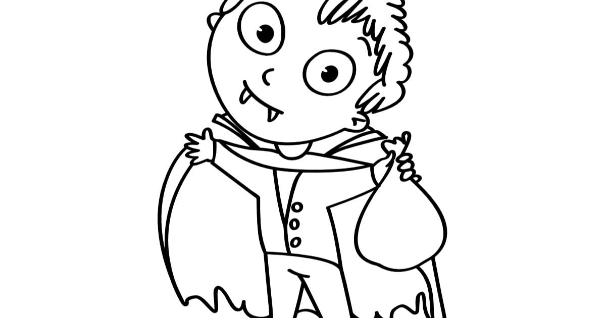 Kolorowanka online: Chłopiec przebrany za wampira