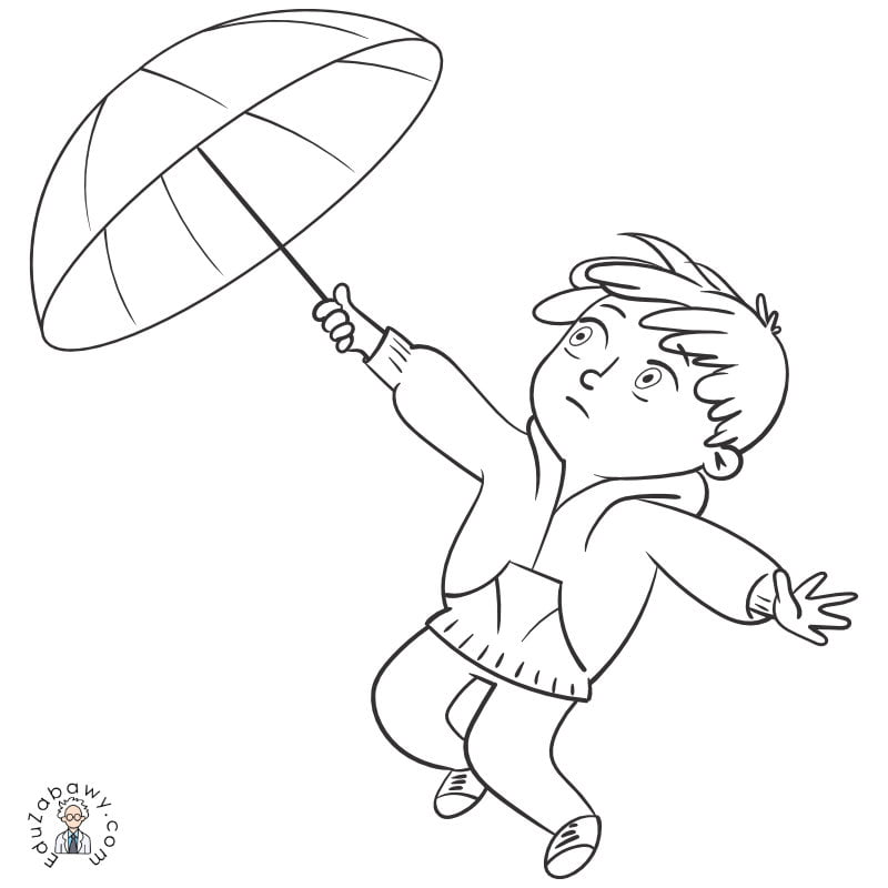 Kolorowanka online: Wiatr i parasol