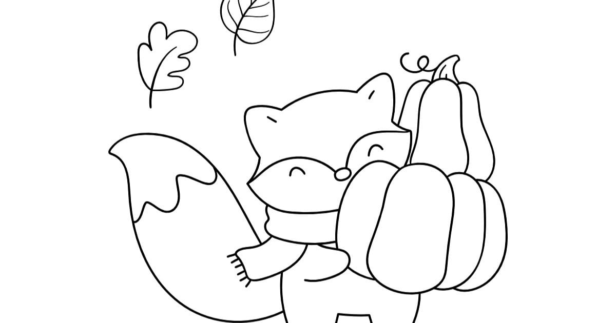 Kolorowanka online: Wiewiórka i dynia